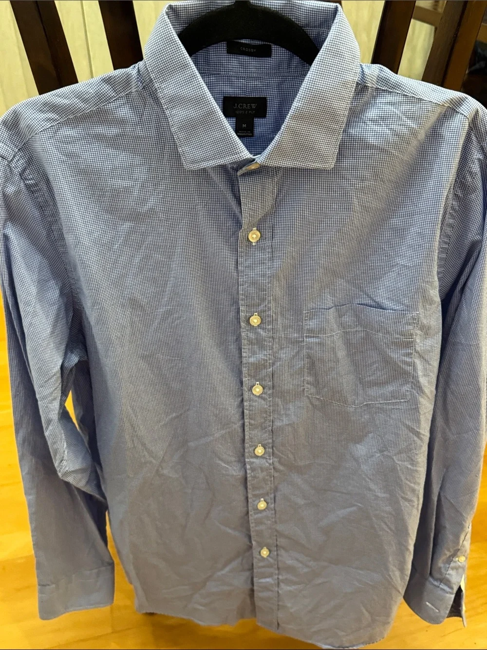 J. Crew Men's Crosby 120’s 2PLY Micro Gingham Long Sleeve Button Down Shirt Prep